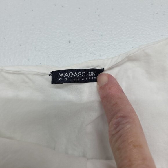 Magaschoni White Cotton Eyelet Skirt Midi 27x23.5 Lined Floral Spring Crisp - Picture 7 of 10